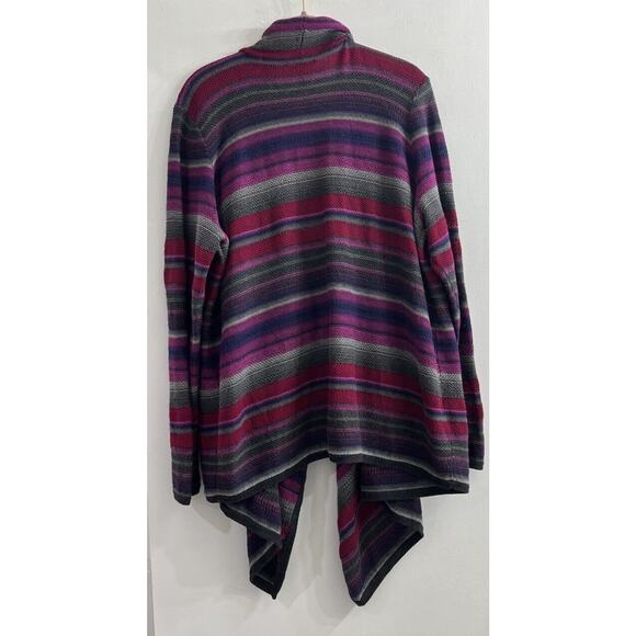 Ralph Lauren Womens Waterfall Cardigan 1X Multicolor Linen Blend Purple Red Boho - Picture 2 of 9